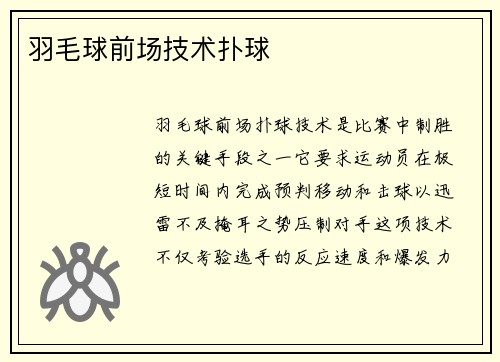 羽毛球前场技术扑球
